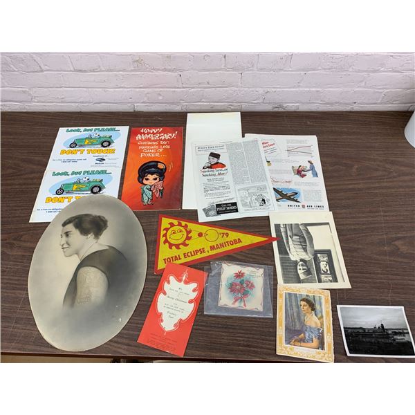 Misc Vintage Photo Prints, Pennant, Novelty / Gag Cards Etc