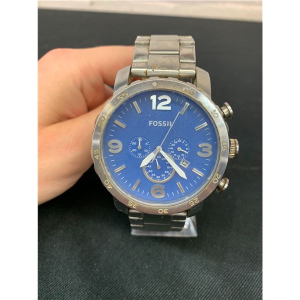 Fossil Chronograph Watch Blue Face (needs battery)