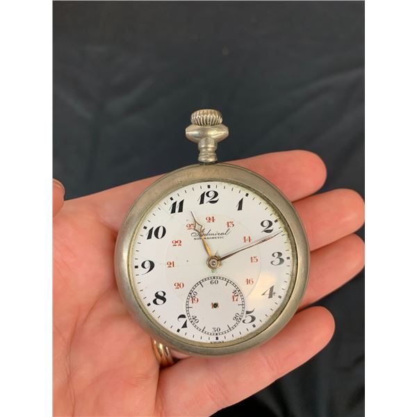 Vintage Antique Admiral Pocket Watch (for parts repair, missing glass)