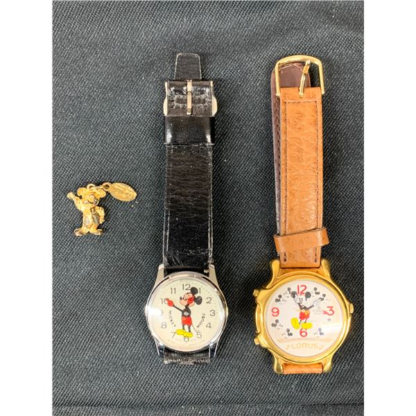 Lot of 3 Mickey Mouse Watches and Sterling Mickey Mouse Charm