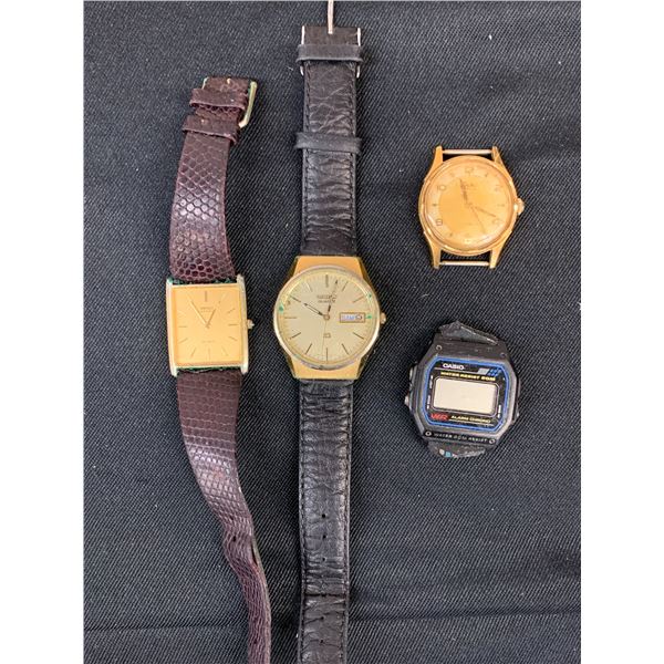 Lot of 4 Watches 2 Seiko Quartz, Casio Digital, Suter 17 Jewel Mechanical *running*