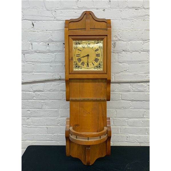 Vintage Wooden Wall Clock Curio Shelf  42" x 12"