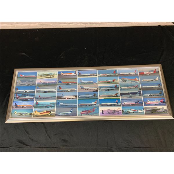 Framed 38" x 14" Airplane Photos Mostly Canadian / American