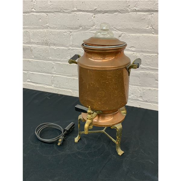 Vintage Copper and Brass Electric Samovar Coffee / Tea Carafe Dispenser Urn Percolator