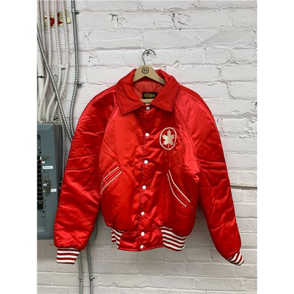 Vintage Circa 1980s Air Canada Red Bomber Jacket Size 42