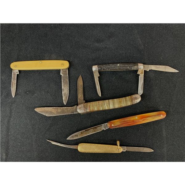 5 Vintage Pocket Knives Pal Cutlery US, Sturdy, Sabre, Etc