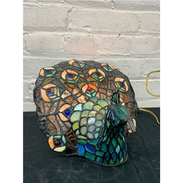 Stained Glass Tiffany Style Peacock Lamp *works*