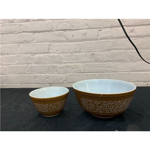 2 Vintage Pyrex Woodlands Mixing Bowls