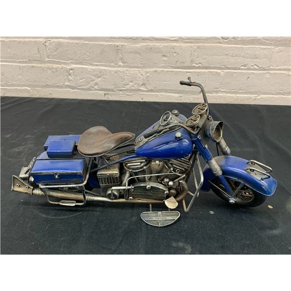 Metal Art Motorcycle Decoration Blue, 15"