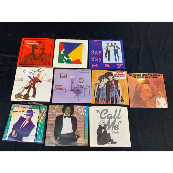 Lot of 10 45s Record Singles Michael Jackson, Elton John, Tom Petty, Dolly Parton, etc
