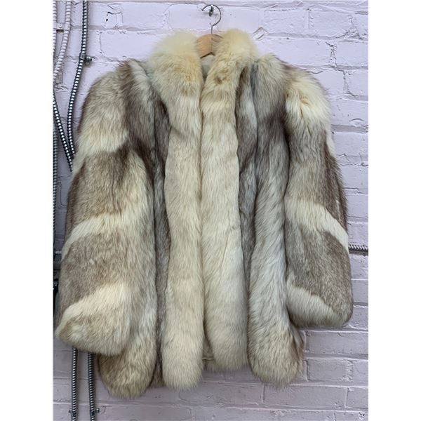 Vintage Fox/Rabbit Women's White Real Fur Coat