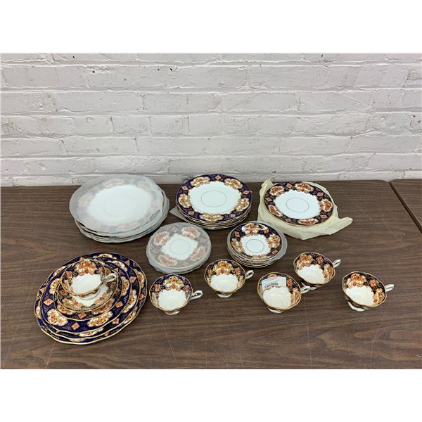 6 Person Place Setting of Royal Albert "Derby" and "Heirloom" Fine Bone China Cups, Saucers, Plates