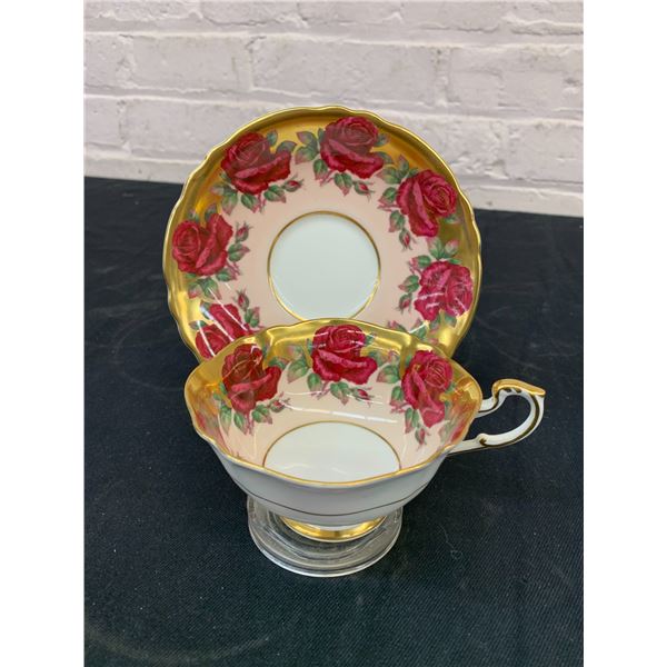 Paragon Pink & Gold with Roses Fine Bone China Tea Cup and Saucer