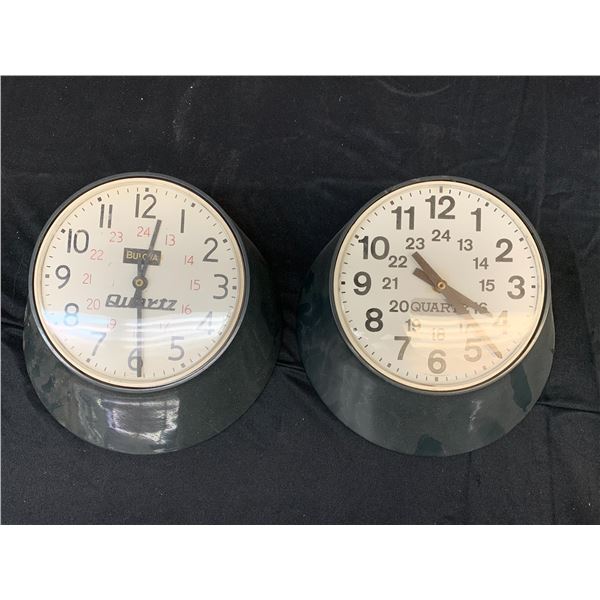 Bulova and Portscape Swiss Made 24 Hour Wall Clocks, Quartz, Military?