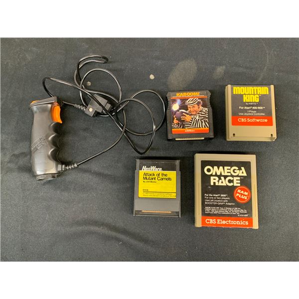 Lot of Vintage Cartridge Games Atari & Atari Grip Accessory