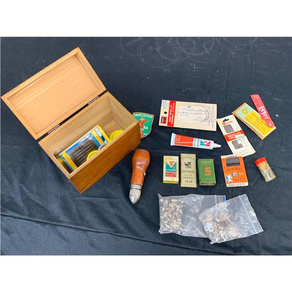 Box of Vintage Needles, Sewing Supplies