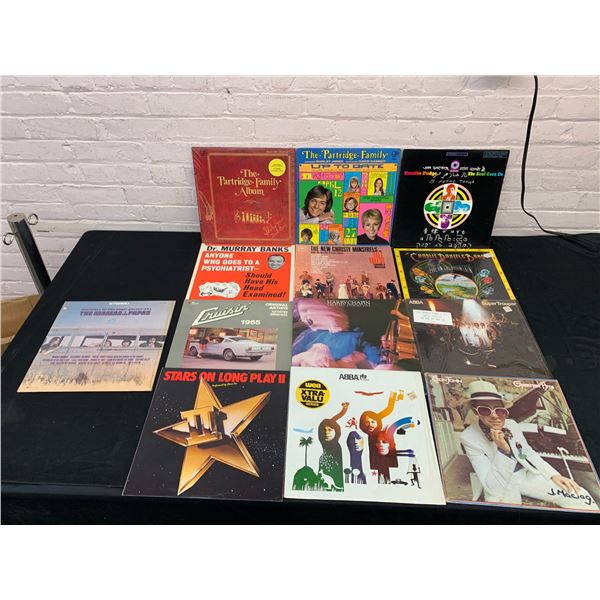 Lot of 13 Vinyl Records LPs The Patridge Family, Elton John, ABBA, etc