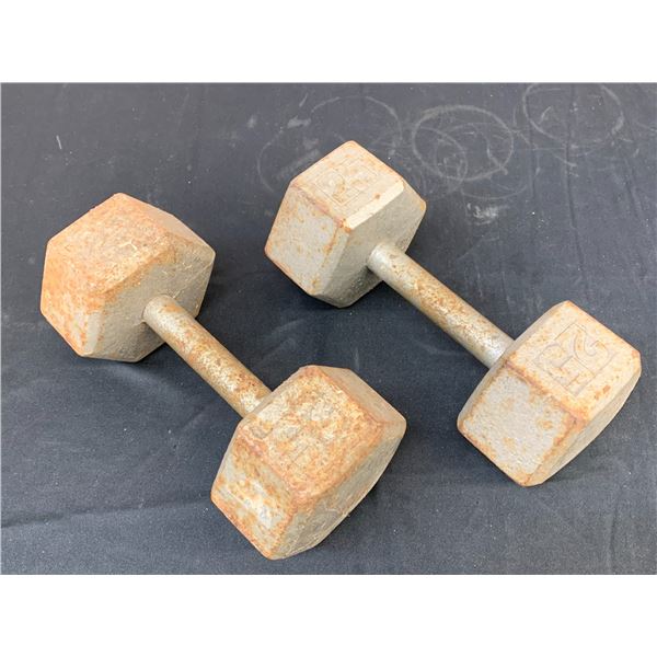 Lot of 2 25lb Free Weights Dumbbells
