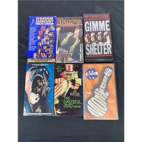 Lot of 6 VHS Tape Movies Music Related The Monkees, The Doors, Grateful Dead