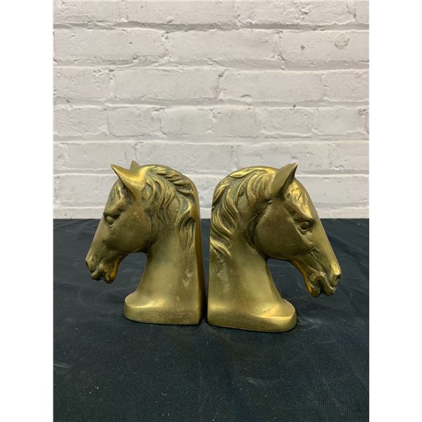 Brass Horsehead Bookends 5"