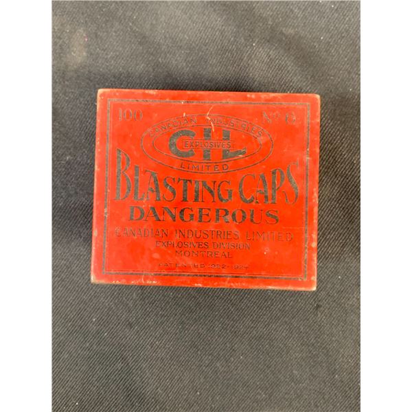 Tin of Antique Nails, Tin is CIL Explosives Blasting Caps