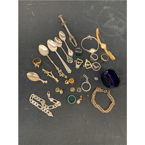 Junk Drawer Lot Spoons, Jewellery, Pins, Bracelets, etc