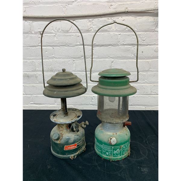 Pair of Vintage Green Coleman Lanterns (as is)
