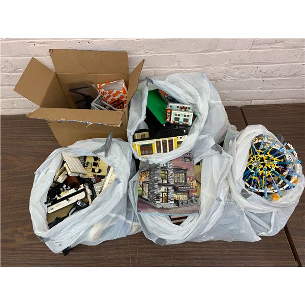 LARGE LOT of Building Brick Playsets LEGO Style Apartment Building, Misc House Parts, etc