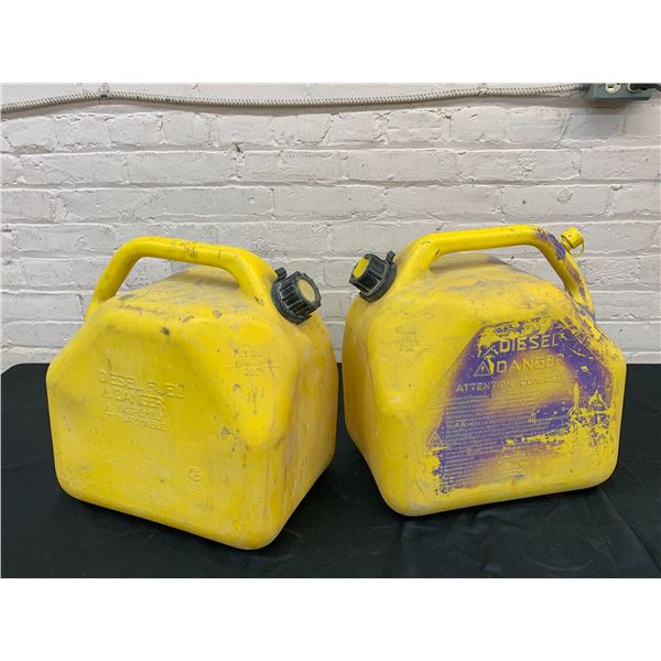 Pair of 20L Yellow Diesel Oil Containers