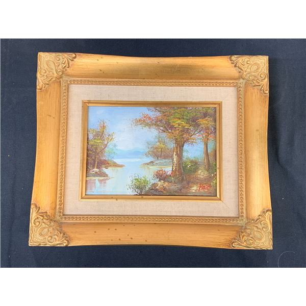 Vintage Ornately Framed, Artist Signed Original Painting Landscape, 11" x 9"