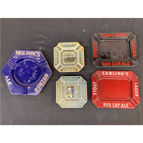 Lot of 5 Advertising Ash Trays Ceramic & Metal