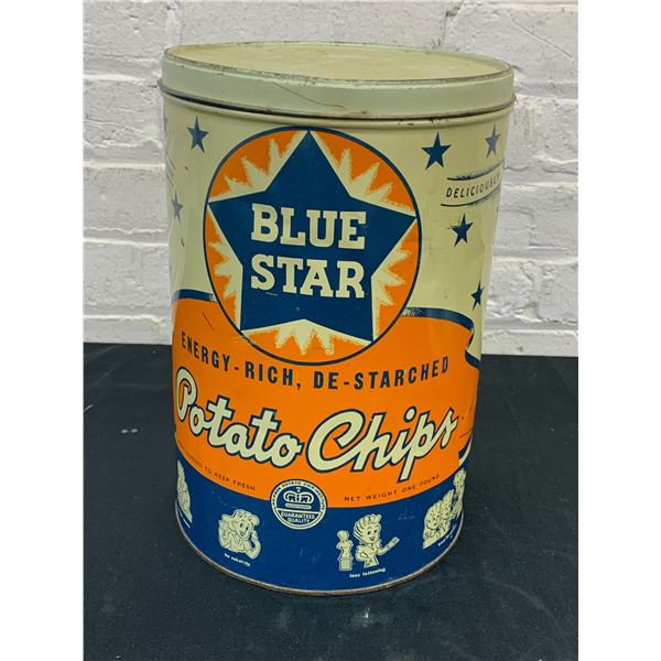 Blue Star Potato Chips Vintage Tin Canister
