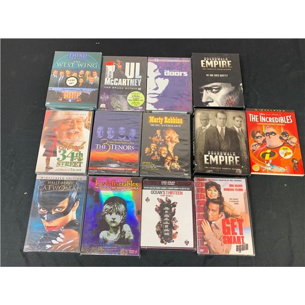 10 SEALED DVDs, Blu-Ray Movies, The Incredibles, 2 Boardwalk Empire Box Sets (opened)