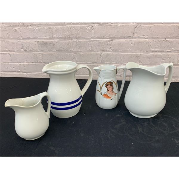 Lot of 4 Ceramic Pitchers some Johnson Bros, etc