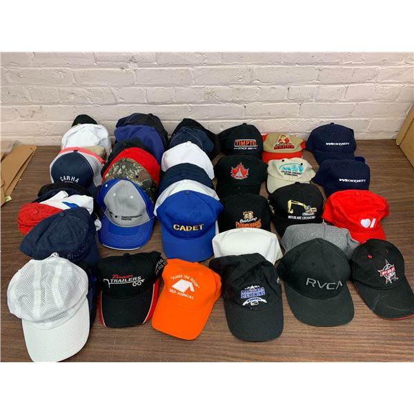 Lot of 50+ Baseball Snap Back Trucker Hats Various Advertising