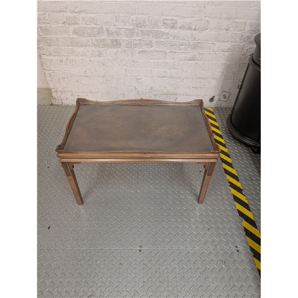 Vintage Wooden Coffee Table w/ Glass Top Insert Mid Century