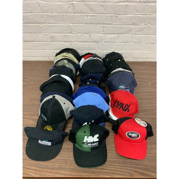 Lot of Approx 40 Baseball Snap Back Trucket Hats Misc Vintage Advertising