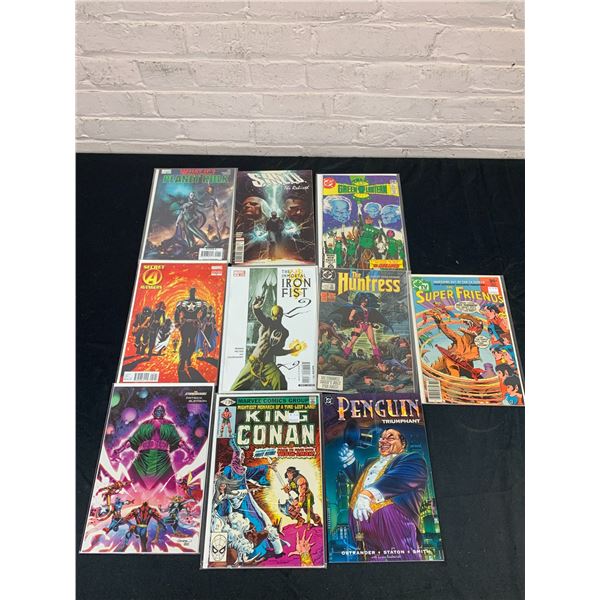 Lot of 10 Vintage Comics Penguin, Huntress, Green Lantern, Batman, etc