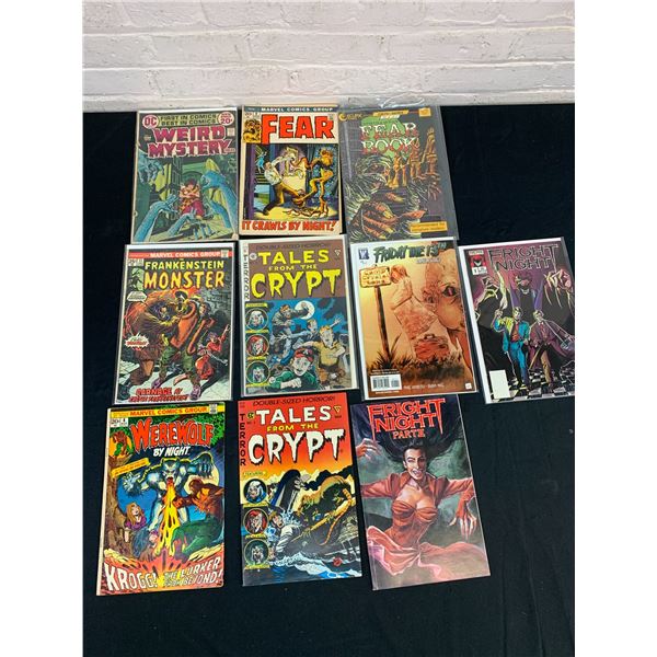 Lot of 10 Horror Comic Books Fright Night, Tales of the Crypt, Fear, etc