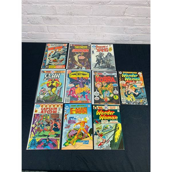 Lot of 10 Vintage Comics Wonder Woman, E-Man, Kobra, Claw, Captain Atom, etc