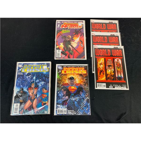 Lot of 3 Mini Series Comic Book Sets Infinity Crisis, World War, Connor Hawke
