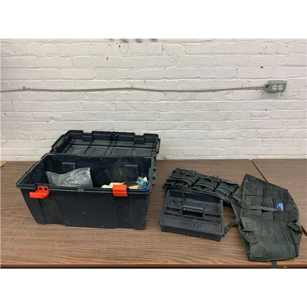 Tool Box With Utility Belts, Steel Wool, Paint Rollers, etc