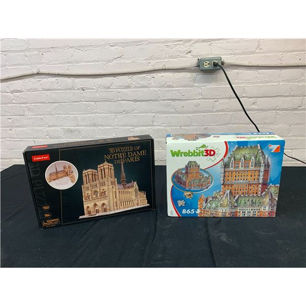 Lot of 2 New 3D Puzzles Notre Dame Paris, Wrabbit 3D Castles & Cathedrals