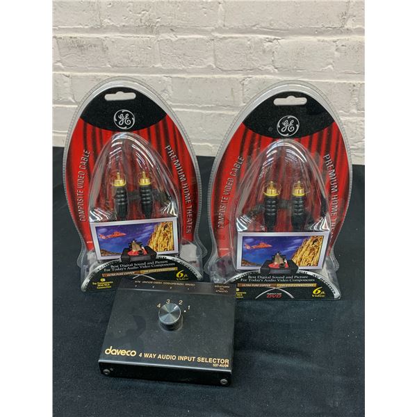 3pcs Composite Video Cables and Daveco 4 Way Audio Input Selector