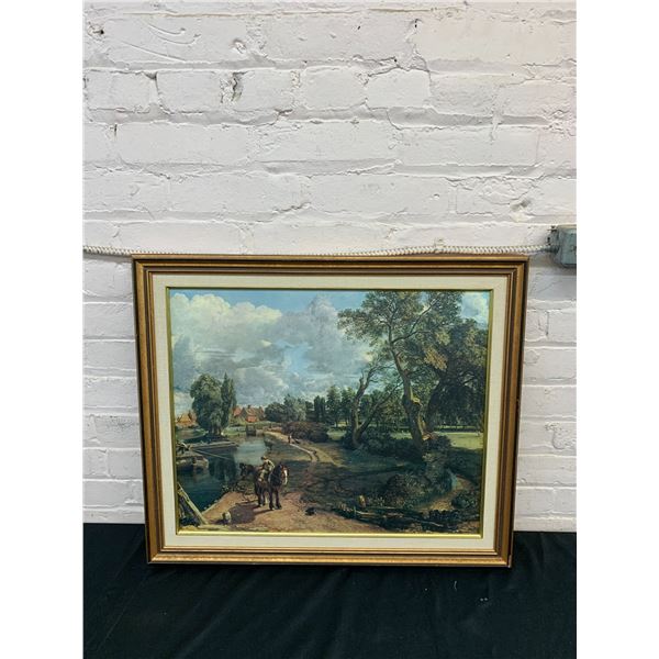 Vintage Textured Art Print, Framed Eatons 1817 Constable 26" x 22"