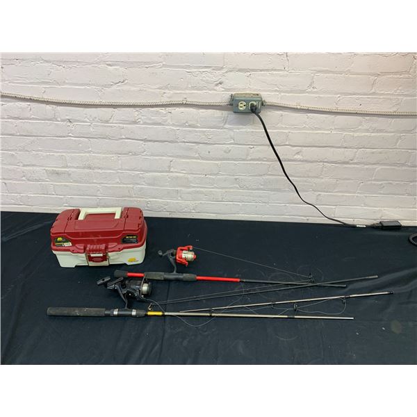 2 Fishing Rods, Tackle Box with some Accessories