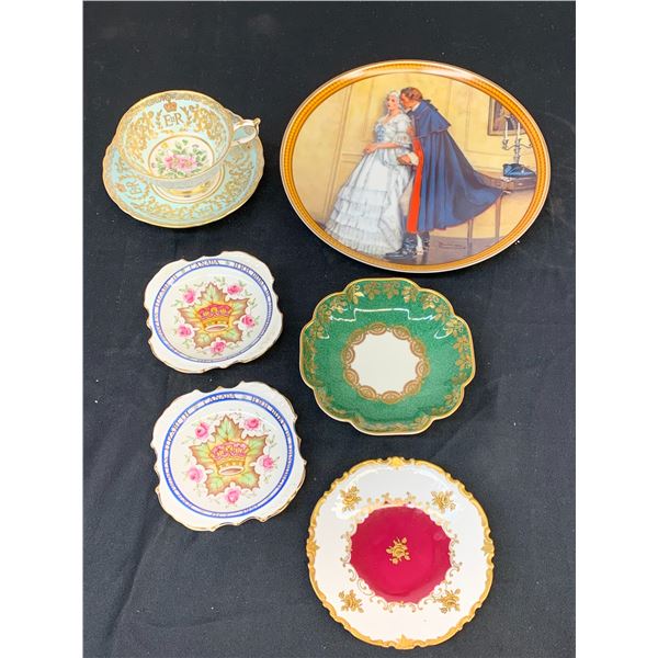 6pc Paragon Coronation Tea Cup and Saucer, Bradford Exchange Plate, Foley Plate England China