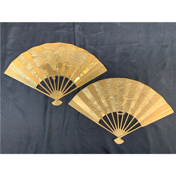 Pair of Brass Wall Fans Decorations