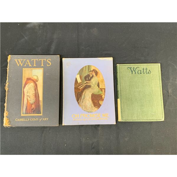 3 Antique Art Books Watts, 'Oh Promise Me' C.F. Underwood Lots of Color Plates