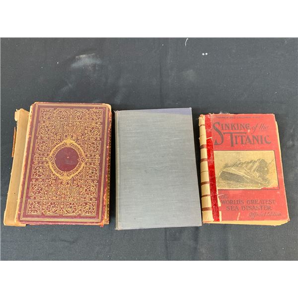 Lot of 3 Antique Books Sinking of the Titanic, Correspondence Sir John McDonald, Wit and Humour